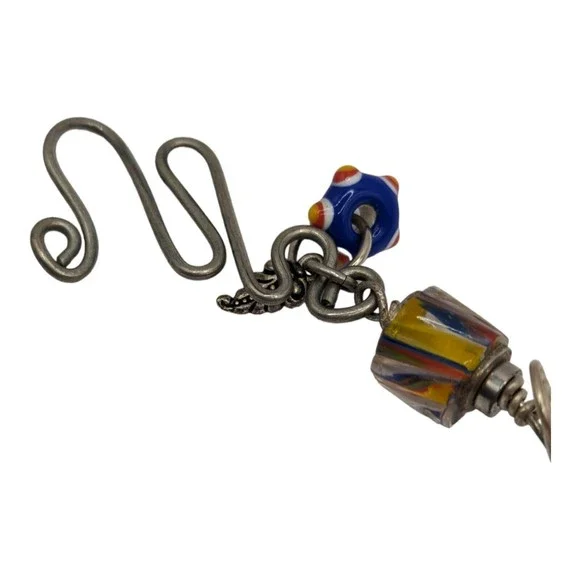 Beautiful Artisian-Made Blue Yellow Red Art Glass Ceramic 8" Bracelet Butterfly - Picture 9 of 13